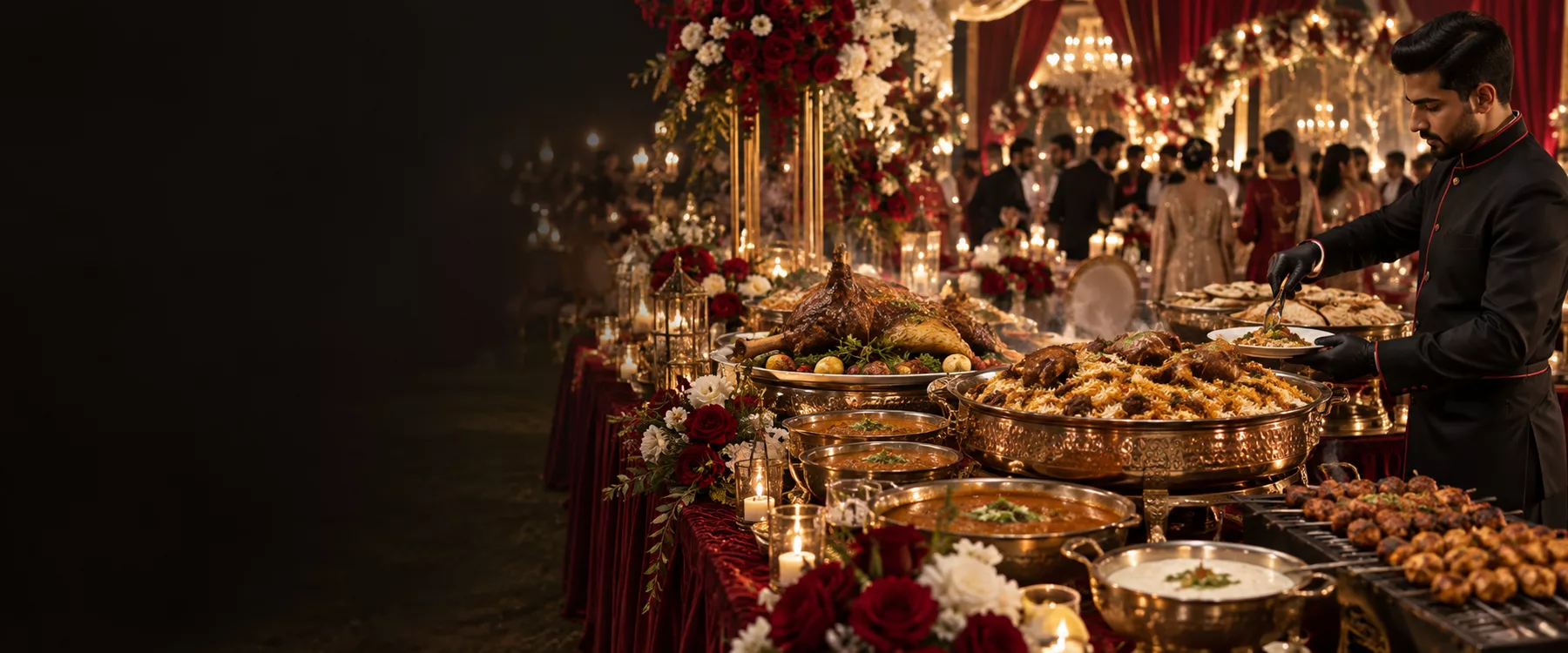 Pakistani wedding food presentation — concept imagery